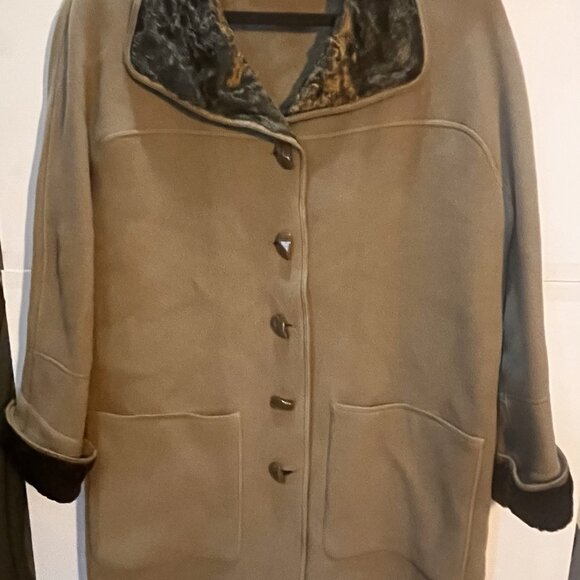 Vintage Devernois Wool Blend Coat w/ Faux Fur Collar – Taupe – Made in France - Picture 8 of 8